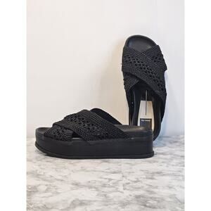 Dolce Vita Womens 8 Winona Sandals Black Woven Slip On Platform Slide Shoes